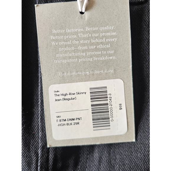 Everlane Black Jeans, High Rise Skinny, Sz 29R, New, NWT - Picture 5 of 5